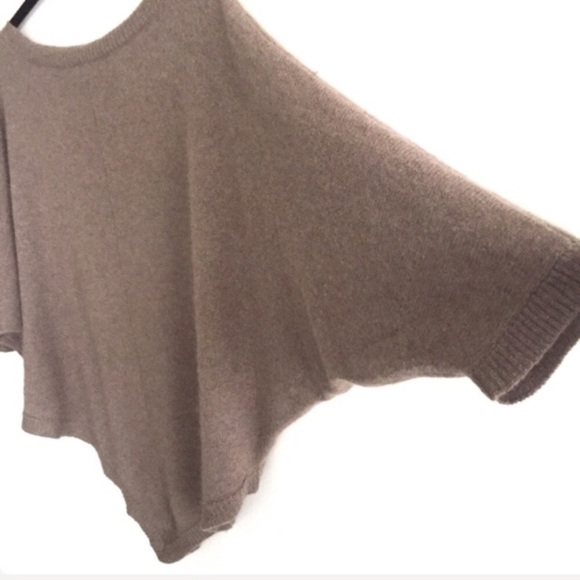 360 CASHMERE Brown Boat Neck Pullover Poncho Sweater Light Brown S - Picture 3 of 8